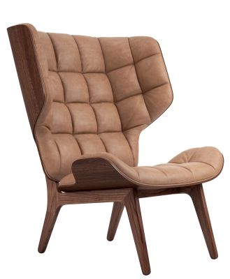 Mammoth Chair Sessel Lederbezug NORR11-Eiche dunkel geräuchert Dunes Leder Camel